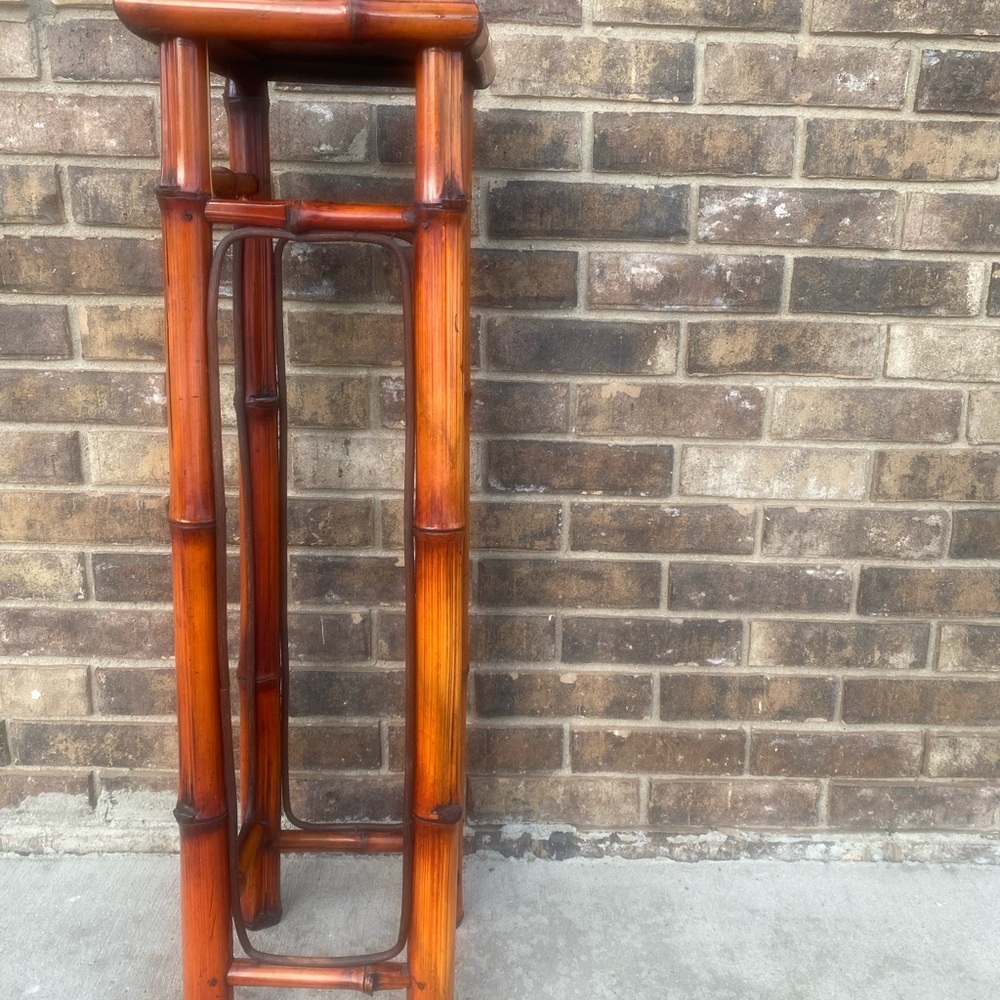 Vintage Boho Burnt Bamboo Plant Stand